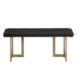 Slip Black Fabric Gold Legs Bench 18.5 in. H x 44.5 in. W x 15 in. D by Homy Casa -Homy Casa Shop grey homy casa bedroom benches hd slip bench frost black gold legs c3 1000