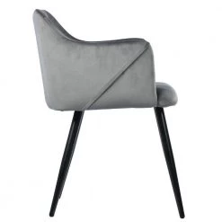 Aldridge Grey Velvet Upholstered Arm Dining Chairs ( Set of 2) by Homy Casa -Homy Casa Shop grey homy casa dining chairs aldridge dining grey velvet black leg 1f 1000