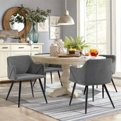 Aldridge Frosted Grey Velvet Dining Chairs (Set of 2) by Homy Casa -Homy Casa Shop grey homy casa dining chairs hd aldridge frosted grey 31 1000