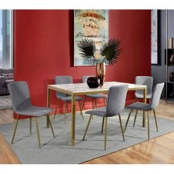 Scargill Grey Fabric Upholstered Dining Chairs (Set of 6) by Homy Casa -Homy Casa Shop grey homy casa dining chairs hd scargill dark grey 6pcs 31 1000