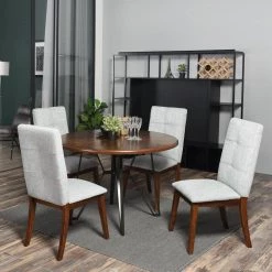 Rosanne Grey Fabric Upholstery Solid Wood Dining Chairs (Set of 2) by Homy Casa -Homy Casa Shop grey homy casa dining chairs rosanne 31 1000 1