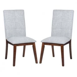 Rosanne Grey Fabric Upholstery Solid Wood Dining Chairs (Set of 2) by Homy Casa