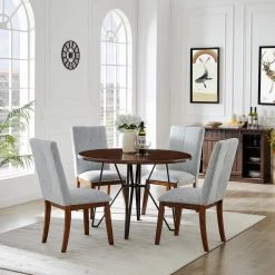 Rosanne Grey Fabric Upholstery Solid Wood Dining Chairs (Set of 2) by Homy Casa -Homy Casa Shop grey homy casa dining chairs rosanne c3 1000 1