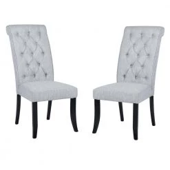 Wilona Light Grey Fabric Upholstered Solid Wood Parsons Dining Chair (Set of 2) by Homy Casa