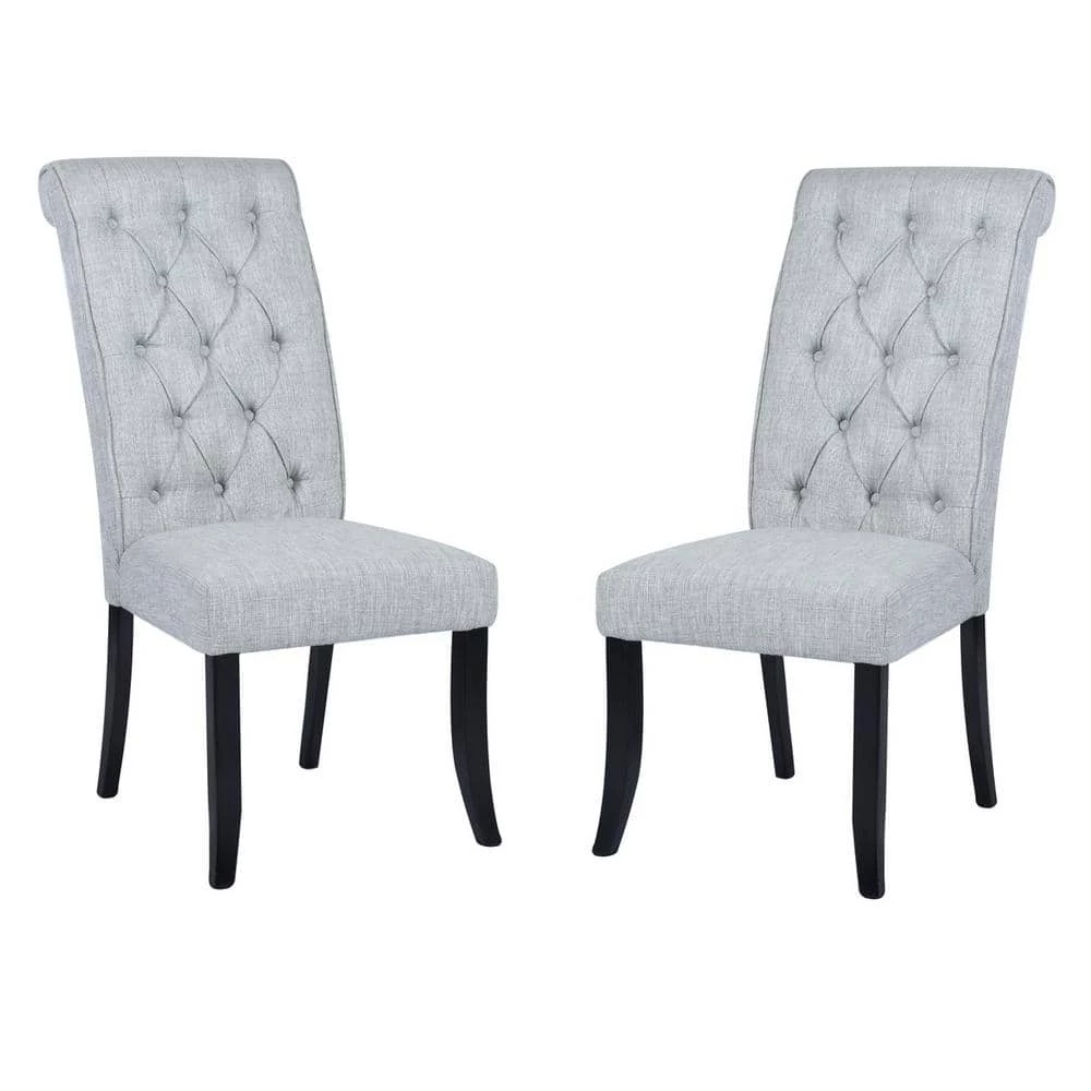 Wilona Light Grey Fabric Upholstered Solid Wood Parsons Dining Chair (Set of 2) by Homy Casa 3 Wilona Light Grey Fabric Upholstered Solid Wood Parsons Dining Chair (Set of 2) by Homy Casa