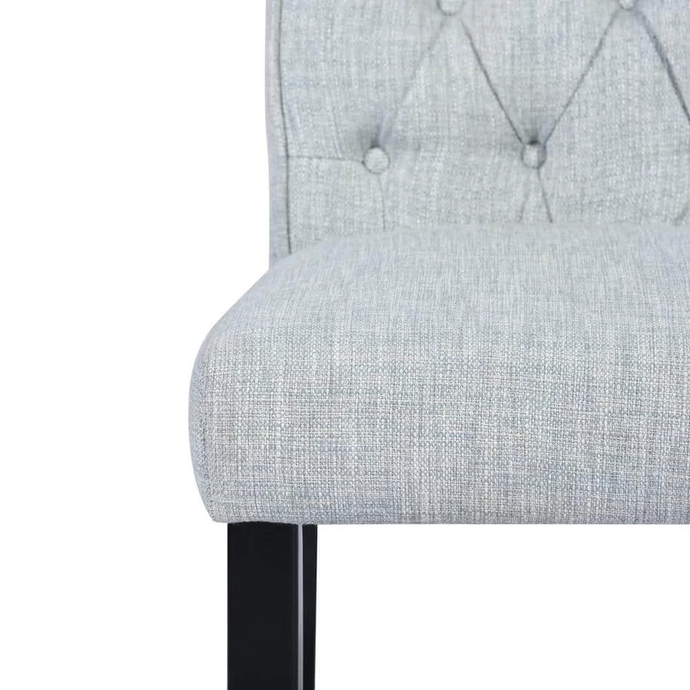 Wilona Light Grey Fabric Upholstered Solid Wood Parsons Dining Chair (Set of 2) by Homy Casa 5 Wilona Light Grey Fabric Upholstered Solid Wood Parsons Dining Chair (Set of 2) by Homy Casa - Image 3