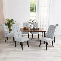 Wilona Light Grey Fabric Upholstered Solid Wood Parsons Dining Chair (Set of 2) by Homy Casa 14 Wilona Light Grey Fabric Upholstered Solid Wood Parsons Dining Chair (Set of 2) by Homy Casa -Homy Casa Shop grey homy casa dining chairs wilona gery c3 1000