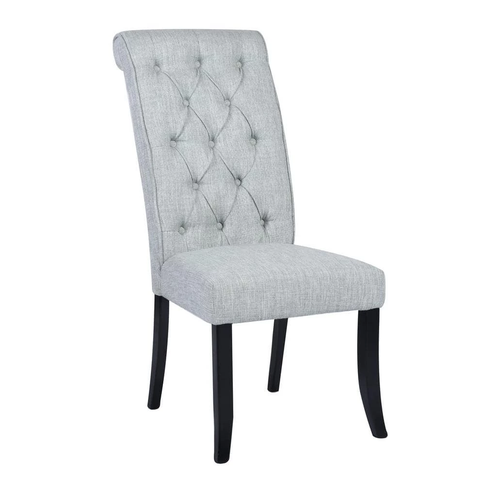 Wilona Light Grey Fabric Upholstered Solid Wood Parsons Dining Chair (Set of 2) by Homy Casa 4 Wilona Light Grey Fabric Upholstered Solid Wood Parsons Dining Chair (Set of 2) by Homy Casa - Image 2
