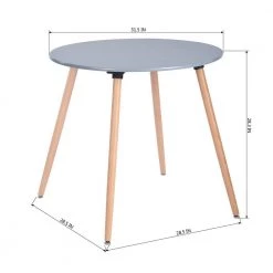 Rookie 31.5 in. Round Grey Wood Top Dining Table with Round Beech Wood Legs by Homy Casa -Homy Casa Shop grey homy casa kitchen dining tables hd rookie round top grey a 4f 1000