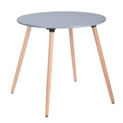 Rookie 31.5 in. Round Grey Wood Top Dining Table with Round Beech Wood Legs by Homy Casa