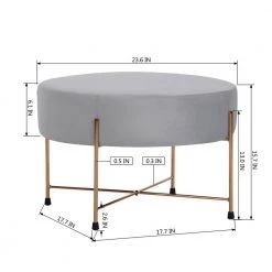 Dunham Grey Velvet Gold Leg Ottoman by Homy Casa -Homy Casa Shop grey homy casa ottomans hd dunham velvet grey golden leg 1f 1000