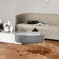 Dunham Grey Velvet Gold Leg Ottoman by Homy Casa -Homy Casa Shop grey homy casa ottomans hd dunham velvet grey golden leg 31 1000