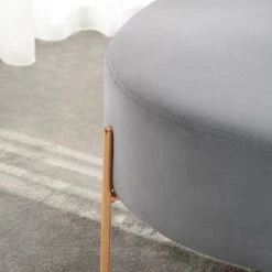Dunham Grey Velvet Gold Leg Ottoman by Homy Casa -Homy Casa Shop grey homy casa ottomans hd dunham velvet grey golden leg 44 1000