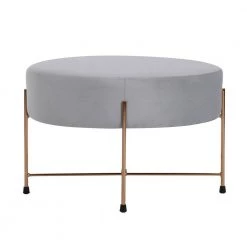 Dunham Grey Velvet Gold Leg Ottoman by Homy Casa -Homy Casa Shop grey homy casa ottomans hd dunham velvet grey golden leg 4f 1000