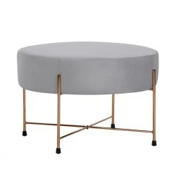 Dunham Grey Velvet Gold Leg Ottoman by Homy Casa