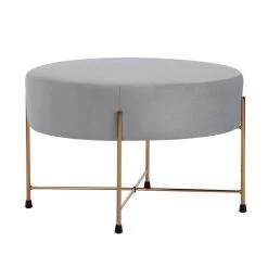Dunham Grey Velvet Gold Leg Ottoman by Homy Casa -Homy Casa Shop grey homy casa ottomans hd dunham velvet grey golden leg 77 1000