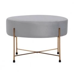 Dunham Grey Velvet Gold Leg Ottoman by Homy Casa -Homy Casa Shop grey homy casa ottomans hd dunham velvet grey golden leg c3 1000