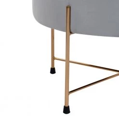 Dunham Grey Velvet Gold Leg Ottoman by Homy Casa -Homy Casa Shop grey homy casa ottomans hd dunham velvet grey golden leg fa 1000