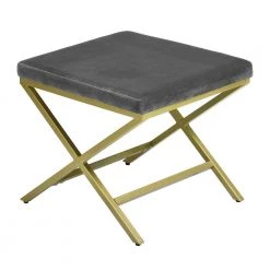 Gray Velvet Living Room Bench X Shape Legs by Homy Casa -Homy Casa Shop grey homy casa ottomans spell grey 1f 1000