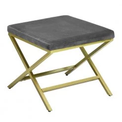 Gray Velvet Living Room Bench X Shape Legs by Homy Casa