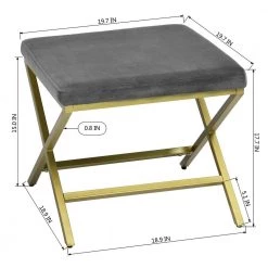 Gray Velvet Living Room Bench X Shape Legs by Homy Casa -Homy Casa Shop grey homy casa ottomans spell grey 76 1000