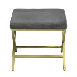 Gray Velvet Living Room Bench X Shape Legs by Homy Casa -Homy Casa Shop grey homy casa ottomans spell grey c3 1000