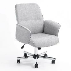 Thomasina 25.2 in. Grey Upholstered Task Chair by Homy Casa