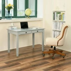 Osmin 41.3 in. Retangular Grey Wood 2-Drawer Writing Desk by Homy Casa -Homy Casa Shop grey homy casa writing desks hd osmin grey 31 1000