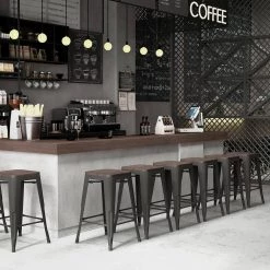 Zolnes 24 in. Gun Backless Metal Frame Counter Stool With Solid Wood Seat (Set of 4) by Homy Casa 16 Zolnes 24 in. Gun Backless Metal Frame Counter Stool With Solid Wood Seat (Set of 4) by Homy Casa -Homy Casa Shop gun homy casa bar stools zolnes 24 gun wood 4pcs 40 1000