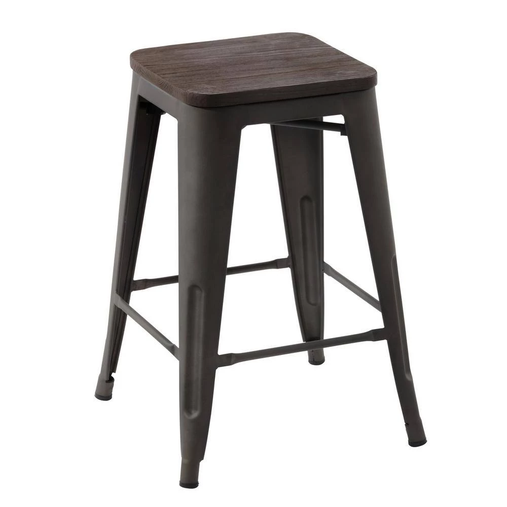 Zolnes 24 in. Gun Backless Metal Frame Counter Stool With Solid Wood Seat (Set of 4) by Homy Casa 12 Zolnes 24 in. Gun Backless Metal Frame Counter Stool With Solid Wood Seat (Set of 4) by Homy Casa - Image 10