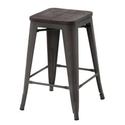 Zolnes 24 in. Gun Backless Metal Frame Counter Stool With Solid Wood Seat (Set of 4) by Homy Casa 21 Zolnes 24 in. Gun Backless Metal Frame Counter Stool With Solid Wood Seat (Set of 4) by Homy Casa -Homy Casa Shop gun homy casa bar stools zolnes 24 gun wood 4pcs 4f 1000