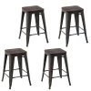 Zolnes 24 in. Gun Backless Metal Frame Counter Stool With Solid Wood Seat (Set of 4) by Homy Casa 1 Zolnes 24 in. Gun Backless Metal Frame Counter Stool With Solid Wood Seat (Set of 4) by Homy Casa -Homy Casa Shop gun homy casa bar stools zolnes 24 gun wood 4pcs 64 1000
