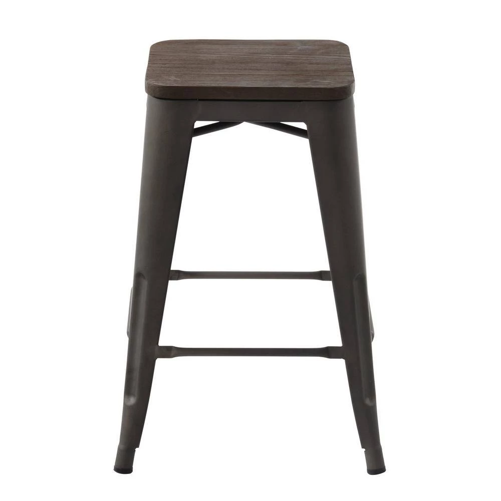 Zolnes 24 in. Gun Backless Metal Frame Counter Stool With Solid Wood Seat (Set of 4) by Homy Casa 9 Zolnes 24 in. Gun Backless Metal Frame Counter Stool With Solid Wood Seat (Set of 4) by Homy Casa - Image 7