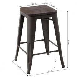 Zolnes 24 in. Gun Backless Metal Frame Counter Stool With Solid Wood Seat (Set of 4) by Homy Casa 24 Zolnes 24 in. Gun Backless Metal Frame Counter Stool With Solid Wood Seat (Set of 4) by Homy Casa -Homy Casa Shop gun homy casa bar stools zolnes 24 gun wood 4pcs fa 1000