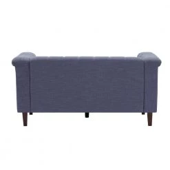 SALOME 66.9 in. Brown Wood Blue Fabric 2-Seater Loveseats with Square Arm by Homy Casa -Homy Casa Shop independence blue homy casa loveseats hd salome double 1f 1000