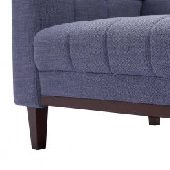 SALOME 66.9 in. Brown Wood Blue Fabric 2-Seater Loveseats with Square Arm by Homy Casa -Homy Casa Shop independence blue homy casa loveseats hd salome double fa 1000