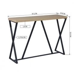 Hess 47.2 in.Natural Retangle Manufactured Wood Top Metal Frame Console Table by Homy Casa -Homy Casa Shop ivory homy casa console tables hess 1f 1000