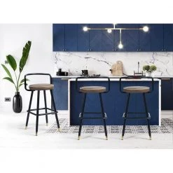 36.2 in. Lettes Black Low Metal Frame Cushioned Bar Stool with PU Seat (Set of 2) by Homy Casa -Homy Casa Shop leetes homy casa bar stools hd ballon high bar lettes 31 1000