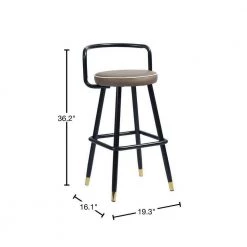 36.2 in. Lettes Black Low Metal Frame Cushioned Bar Stool with PU Seat (Set of 2) by Homy Casa -Homy Casa Shop leetes homy casa bar stools hd ballon high bar lettes 40 1000