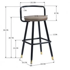 36.2 in. Lettes Black Low Metal Frame Cushioned Bar Stool with PU Seat (Set of 2) by Homy Casa -Homy Casa Shop leetes homy casa bar stools hd ballon high bar lettes 44 1000