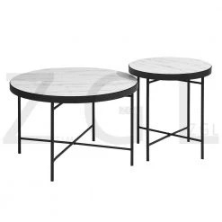 Marks 27.6 in. Light Brown Round Composite Board Coffee Table 2-Piece by Homy Casa -Homy Casa Shop light brown homy casa coffee tables marks 1f 1000