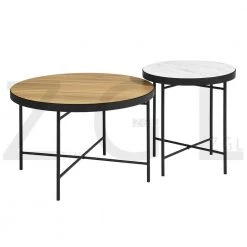 Marks 27.6 in. Light Brown Round Composite Board Coffee Table 2-Piece by Homy Casa -Homy Casa Shop light brown homy casa coffee tables marks 44 1000