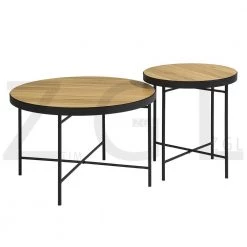 Marks 27.6 in. Light Brown Round Composite Board Coffee Table 2-Piece by Homy Casa -Homy Casa Shop light brown homy casa coffee tables marks 4f 1000