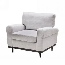 Lively 33.9 in. Square Arms Fabric Straight Single Sofa Accent Chair in Light Gray Color by Homy Casa -Homy Casa Shop light gray homy casa sofas couches hd lively single beige 4f 1000