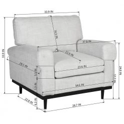 Lively 33.9 in. Square Arms Fabric Straight Single Sofa Accent Chair in Light Gray Color by Homy Casa -Homy Casa Shop light gray homy casa sofas couches hd lively single beige c3 1000