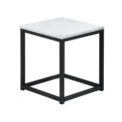 Facto 13.8 in. White Marble MDF End Table by Homy Casa -Homy Casa Shop marble homy casa end side tables facto end table marble 1f 1000