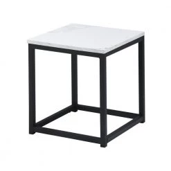 Facto 13.8 in. White Marble MDF End Table by Homy Casa -Homy Casa Shop marble homy casa end side tables facto end table marble 4f 1000