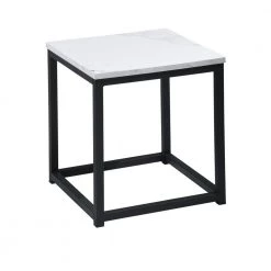 Facto 13.8 in. White Marble MDF End Table by Homy Casa