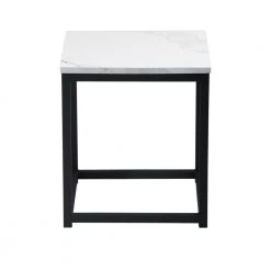 Facto 13.8 in. White Marble MDF End Table by Homy Casa -Homy Casa Shop marble homy casa end side tables facto end table marble c3 1000