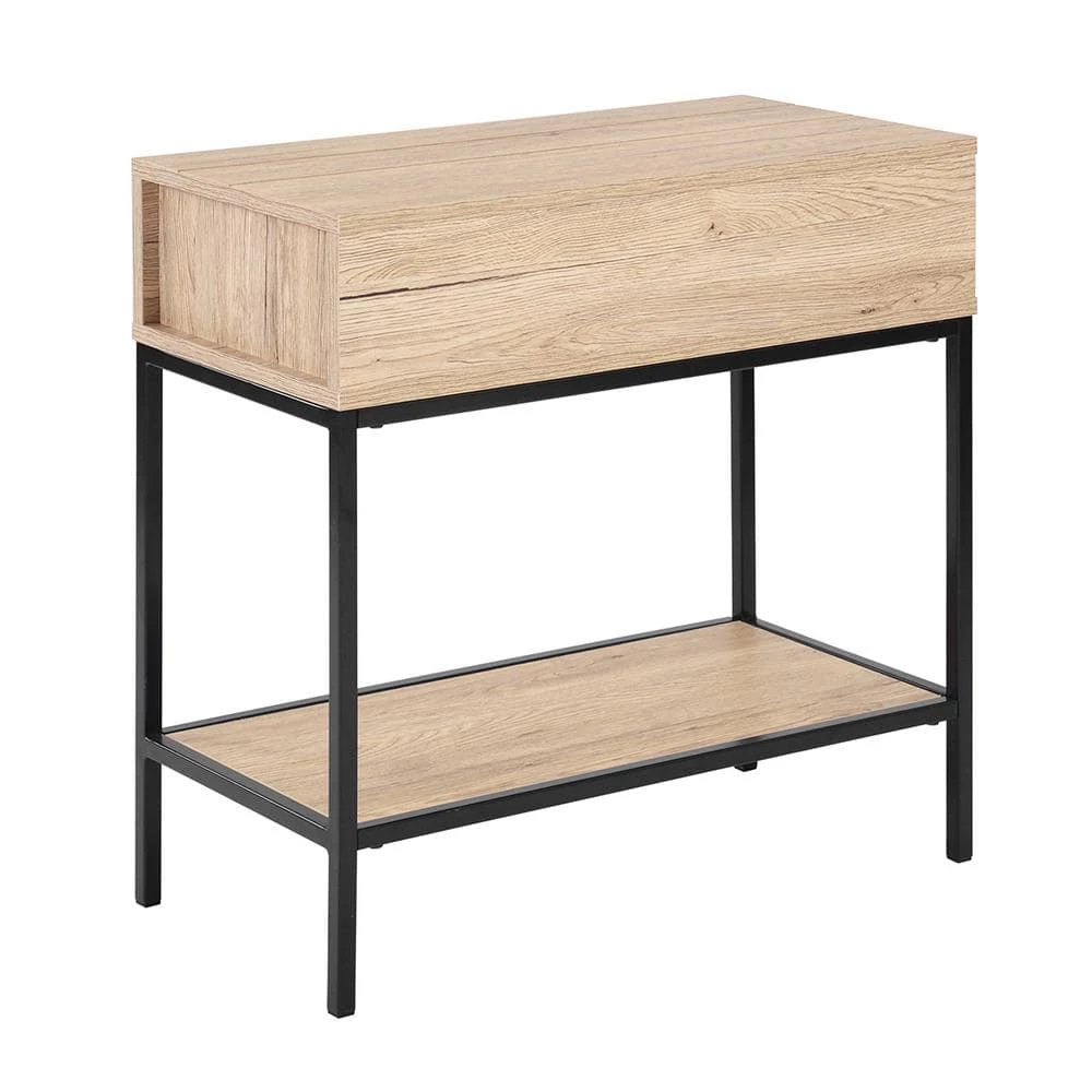 Sargent 23.6 in. Natural Rectangle Wood End Table With Drawer by Homy Casa 10 Sargent 23.6 in. Natural Rectangle Wood End Table With Drawer by Homy Casa - Image 8